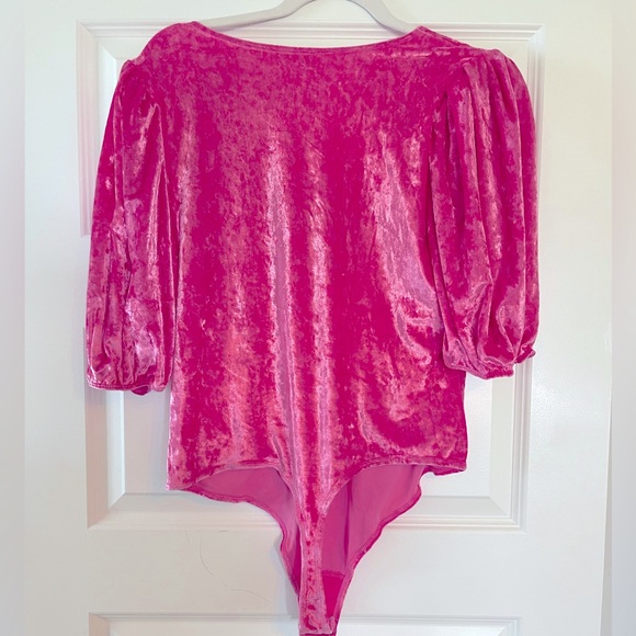 Free People  Don't You Wish Bodysuit in Pink Phenom size large EUC - Picture 5 of 7